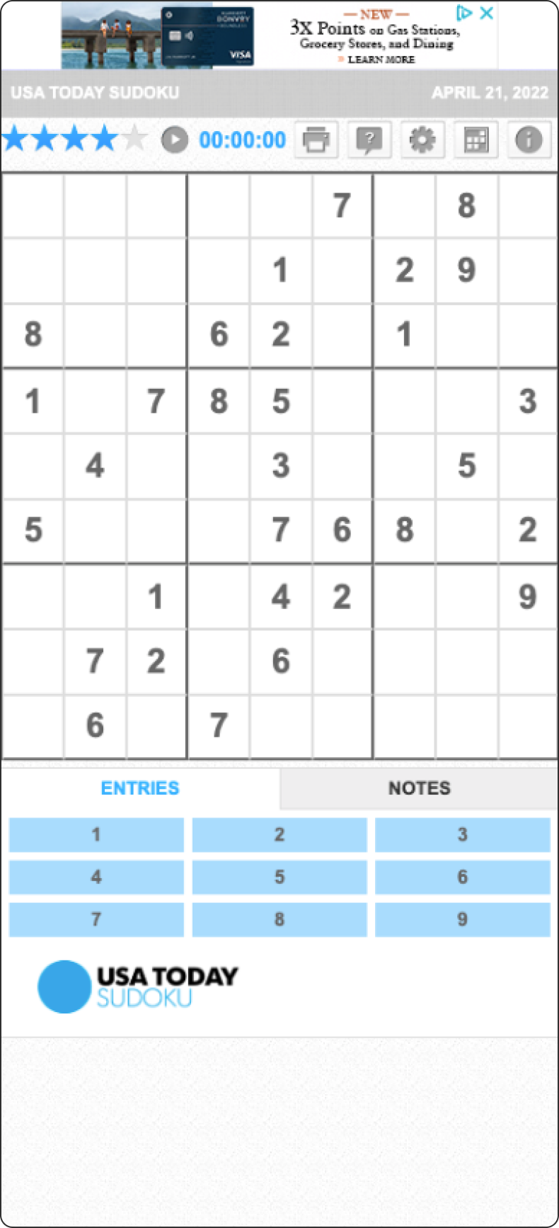 USA Today's Sudoku — legacy Sudoku on USA TODAY (mobile)