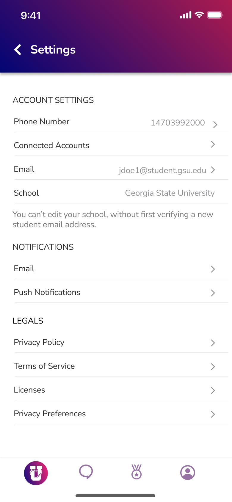 Kampus — Settings