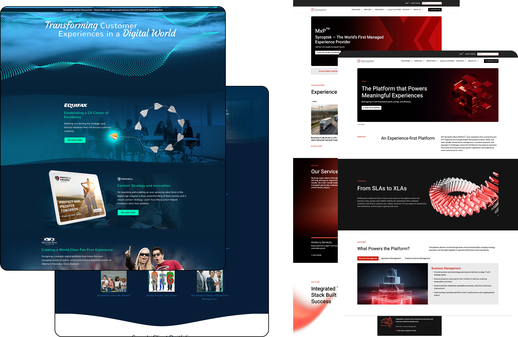 Side-by-side comparison of the legacy Macquarium site and the Synoptek corporate site